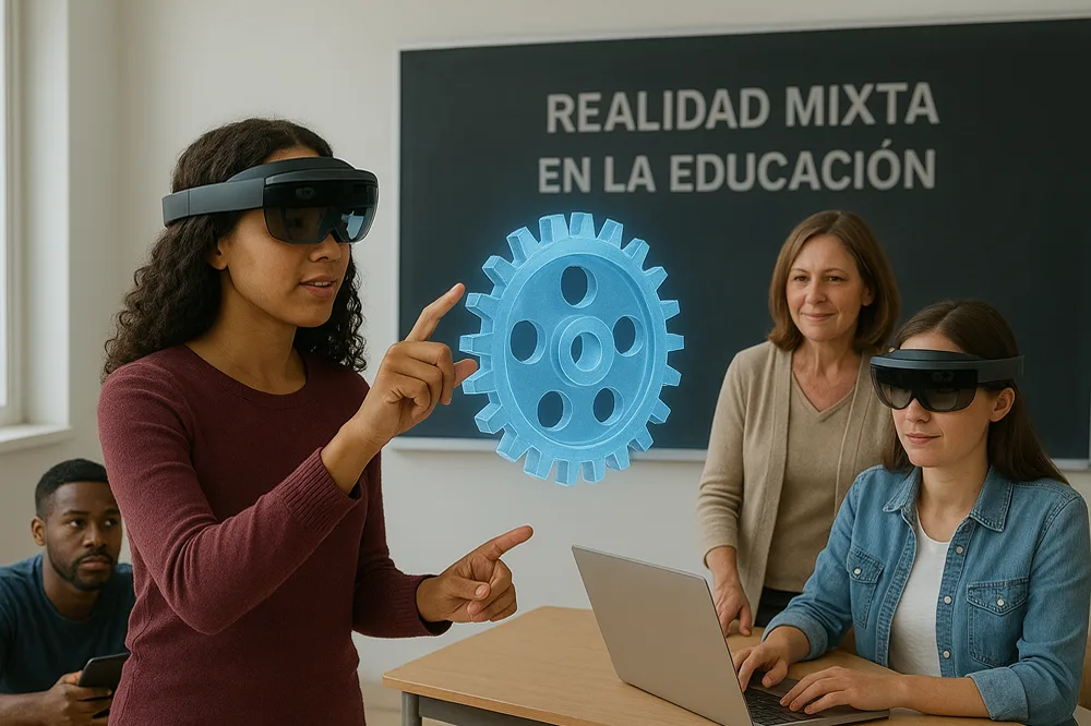 Realidad Mixta en educación 2025 Estudiantes usando realidad mixta en el aula